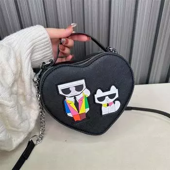 Новый модный нишевый дизайн в форме сердца, популярная женская сумка через плечо с мультяшным принтом любви