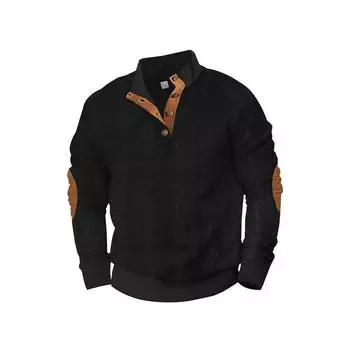 Новая прочная жаккардовая пряжка хенли осень/зима с длинным рукавом пэчворк вышитая повседневная толстовка S