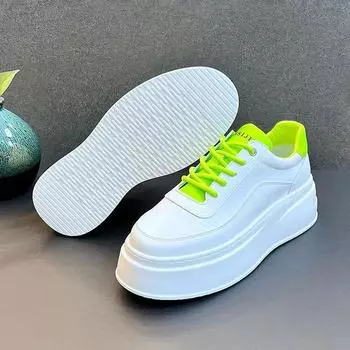 New Height Increasing Men s Shoes Fashion Breathable Thick Soled Flat Sports Shoes Man Trend Versatile Casual Board White Shoes 39 белый