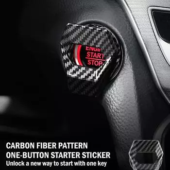 NEW High-end Car One Key Start Stop Button Switch Carbon Fiber Vehicle Ignition Trim Cover Start Stop Interior Decoration