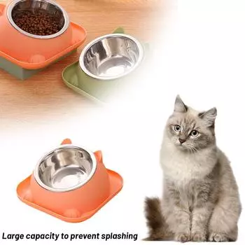 NEW High-end Fun Shaped Anti Tipping Cat Bowl With To Steel Added Stainless Ants Water Design Container Separable Prevent S L5Q6