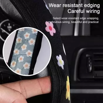 NEW High-Looking Small Fresh Flower Elastic No Inner General Purpose Car Steering Wheel Cover Anti-Slip 38CM Breathable Cov
