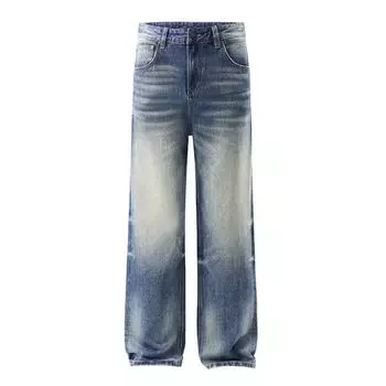 New High Street Jeans American Retro Men and Women Same Style Loose Straight Wide-leg Trousers S