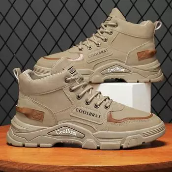 Новые высокие ботинки 2024 года мужские удобные тренировочные ботинки для отдыха на открытом воздухе нескользящая обувь на платформе модные ботинки-пустынники Botines новые 39 хаки