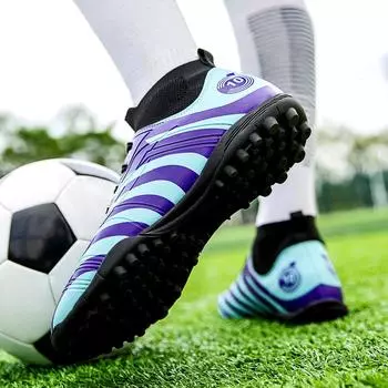 New high-top football shoes men s striped broken nails professional training shoes long nails large size popular football shoes 35