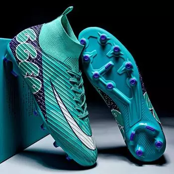 New high-top football shoes, youth and students outdoor sports non-slip training shoes, men s and women s long broken nail football 35