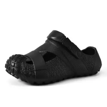 New hole shoes men s summer wear deodorant and non-slip bag head dual-purpose slippers soft-soled beach slippers 39-40 чёрный