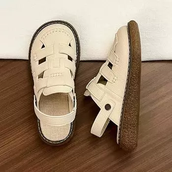 New hole shoes, summer bag head sandals, women s beach wear, thick half slippers, two soles, Roman shoes fashion 35