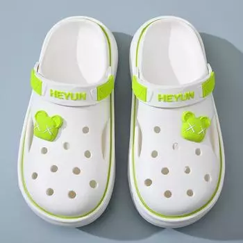 New hole shoes women s summer heightening deodorant wear-resistant EVA bag head drag outside wear non-slip breathable advanced sandals 35-36 белый