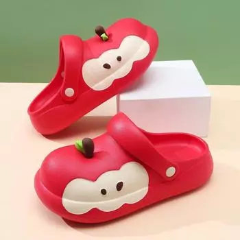 New hole shoes women s summer wear non-slip thick-soled red apple cute cartoon beach sandals women 35-36 красный