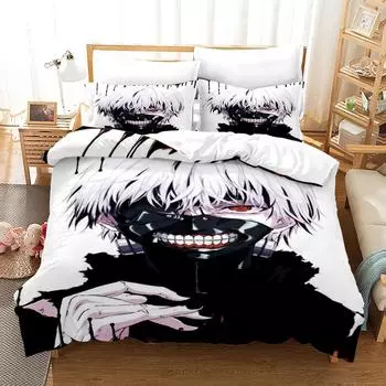 New Home Textiles Tokyo Ghoul Bedding Set Single Twin Full Queen King Size Bed Set Adult Kid Bedroom Duvet cover Sets Anime Bed EU Twin 135x200cm