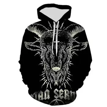 Новая толстовка с капюшоном Cool Satan для мужчин, женщин, детей, с 3D-принтом, с капюшоном, длинный рукав, свободный, повседневный, комфортный, спортивный стиль S