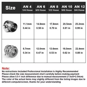 New Hose Clamp AN4 AN6 AN8 AN10 AN12 Fuel Pipe Clip Oil Water Fuel Tube Hose Fittings Finisher Clamps Hex Finishers