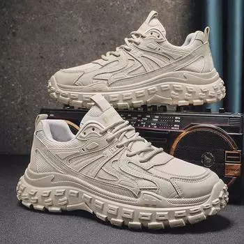 Новые горячие мужские кроссовки death 2024, молодежные сетчатые дышащие утренние кроссовки для бега, толстая подошва, увеличивающая рост, повседневная обувь 39 бежевый