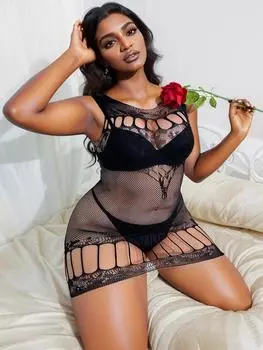 New Hot Selling Fashion Underwear Ladies Mesh Perspective Sexy Bodycon Dress Women s One-piece Fishnet Tight Lingerie Clothes XXS