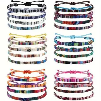 New hot-selling simple and fashionable Bohemian hand-woven bracelet famous style hand rope 24-piece set разноцветный