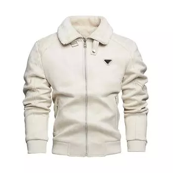 Новый горячий стиль лацкан теплая замшевая мужская куртка модная жаккардовая меховой воротник мужская куртка L