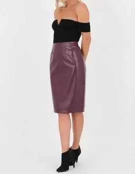 New HOT Women Skirt Maroon Lambskin Handmade Leather Stylish Knee Length Skirts S малиновый