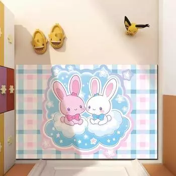 New Household Cartoon Cute Diatom Mud Carpet Entry Door Room Porch Bathroom Mat Absorbent, Non-slip and Dirty 40 * 60CM Diatom Mud