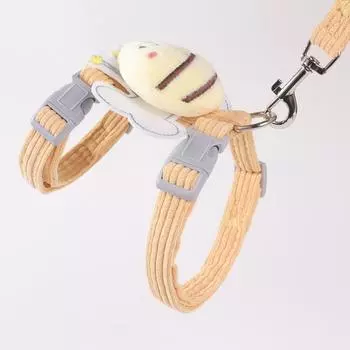 New I-shaped pet cat chest strap, cute bee traction rope, adjustable cat walking rope S
