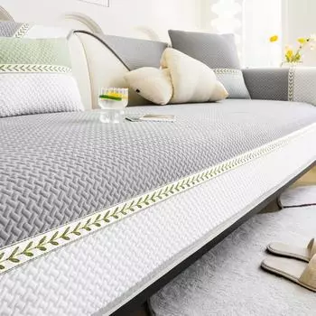 New Ice Silk Sofa Cover Summer Color Blocked Jacquard Sofa Cushion Solid Color Non-Slip Living Room Sofa Cover Protective Cover 70x70cm 1pcs