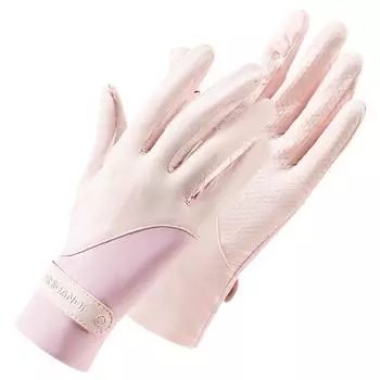 New Ice Silk Sun Protection Gloves Women Summer Outdoor Riding Driving Non-Slip Mid-Length Thin UV Protection Gloves Sunscreen [splicing]-welfare-pink One size