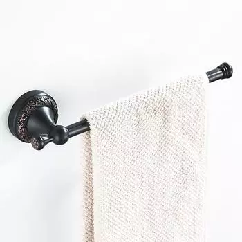 new Imitation bronzer Towel Hanger Wall Mounted Towel Rack Bathroom Brass Towel Bar Rail accessories Embossed single chassis чёрный