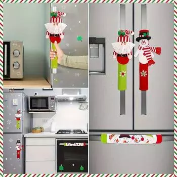 New In 2024 Christmas Fridge Gloves Refrigerator Handle Cover Santa Claus Microwave Oven Dishwasher Door Decoration for Home