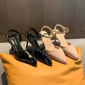 New in summer 2024, waterproof table single shoes, fashionable stilettos, hollow pointed, sexy and comfortable high-heeled sandals for women 35