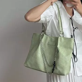 Новые женские зеленые кожаные сумки через плечо, модные сумки большой вместимости, сумки для шоппинга, женские сумки