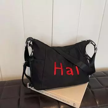 New ins large-capacity shoulder bag canvas bag women s tote versatile shopping bag letter printed bag серый