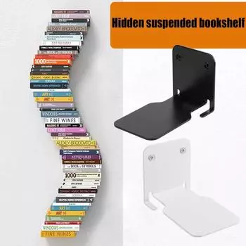 Новые невидимые плавающие книжные полки, настенный органайзер для книг для дома, прихожей, спальни, настенный выступ, органайзер для книжного шкафа белый