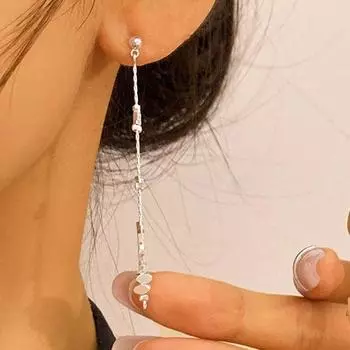 New irregular broken silver long tassel earrings suitable for ladies party wedding jewelry gifts
