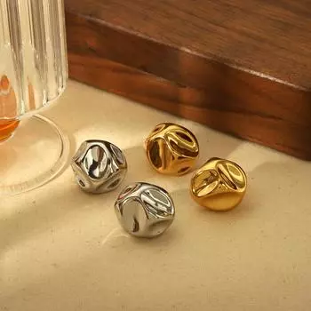 New irregular spherical special-shaped titanium steel stud earrings do not fade fashionable niche stainless steel earrings