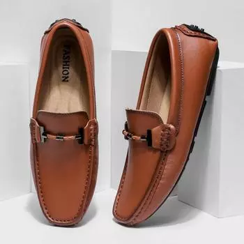 New Italian Mens Shoes Casual Retro Slip on Formal Shoes Men Loafers Moccasins Soft Leather Driving Shoes Lightweight Boat Shoes 38 чёрный