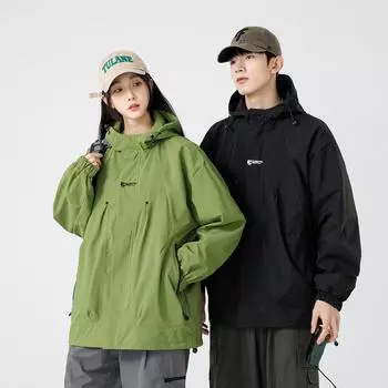 New Jacket Jacket Men s and Women s Autumn and Winter Windproof and Waterproof Tooling Jacket Men s Outdoor Couple Mountaineering Suit Women s S абрикосовый