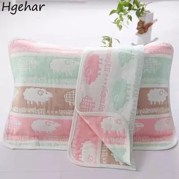 New Jacquard Pillow Towel Breathable Soft Printed Pillowcase Sweating Four Seasons Household Bedroom Pillows Cover Double Sided 50x80cm-1 pair
