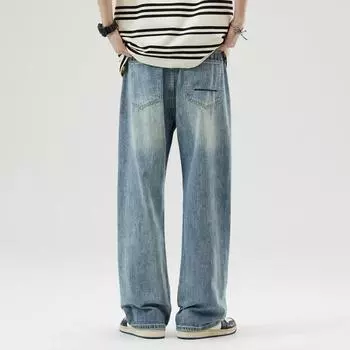 New Japanese Loose Straight High Street Retro Jeans Trousers In Spring and Summer 28
