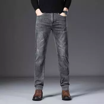 New Jeans Men s Straight Loose Spring and Autumn Models Stretch Tide Men s Trousers Autumn Casual Long Trousers Male 28 синий