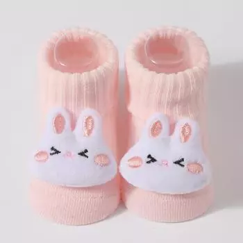 New Kawaii Cotton Soft Socks for Newborn Baby Cartoon Animal 3D Doll Socks for Girls Boys Infant Pink Short Socks 0-6 Month 0-6M