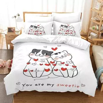 New King Queen Lovers Bedding Set Single Twin Full Queen King Size Lover Oil Painting Bed Set Aldult Kid Bedroom Duvetcover 020 EU single(135x200cm)