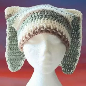 New Knitted Hat for Men and Women, Long Rabbit Ears Woolen Hat, Personalized Fashionable Adult Hat Adult 56-59cm