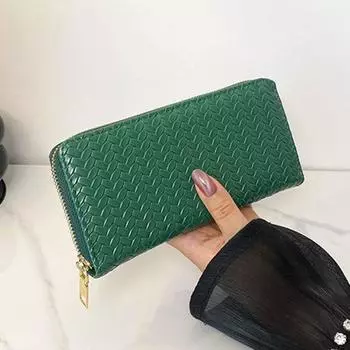 Новый вязаный женский кошелек средней и длинной длины, винтажный модный мобильный кошелек розовый