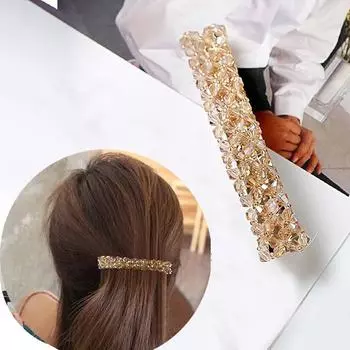 New Korean Version Of The Leaf Pearl Spring Hairpin Flower Rhinestone Horizontal Clip Elegant Female Fashion Hair Accessories
