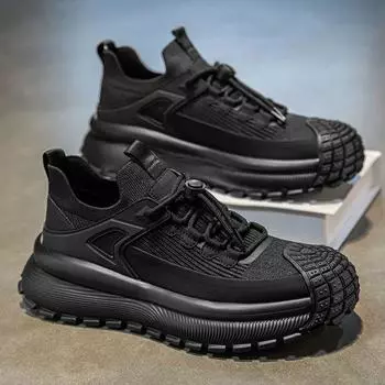 New Lace Classic Sneakers High Quality Versatile Men s Casual Shoes Thick soled Height Boosting Outdoor Sports Running Shoes 39 чёрный