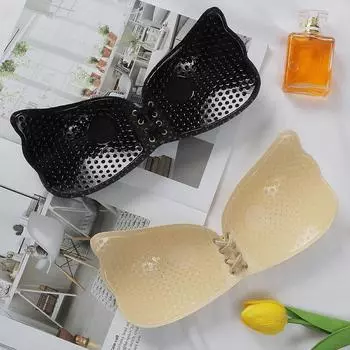 New lace jacquard gathering breathable invisible bra ultra-thin pull-up Muse invisible shoulder strap silicone chest sticker S