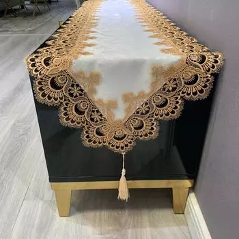 Новый кружевной флаг на стол обеденный столик прикроватный столик декоративная жаккардовая ткань американская бытовая длинная скатерть для обеденного стола 40X100cm белый