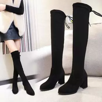New lacquered boots long boots women s 2025 autumn and winter versatile thin thick heel pointed high boots long boots high heel boots 35