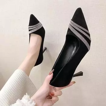 Новые женские элегантные туфли на шпильках с бриллиантами, женские модные сандалии с острым носком, женская современная обувь, женская нескользящая обувь 35