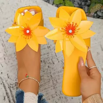 New Ladies Slippers Summer Ladies Soft Sole Slippers Solid Color Fashion Flat Bottom Comfortable Slippers Size 36-43 36 жёлтый